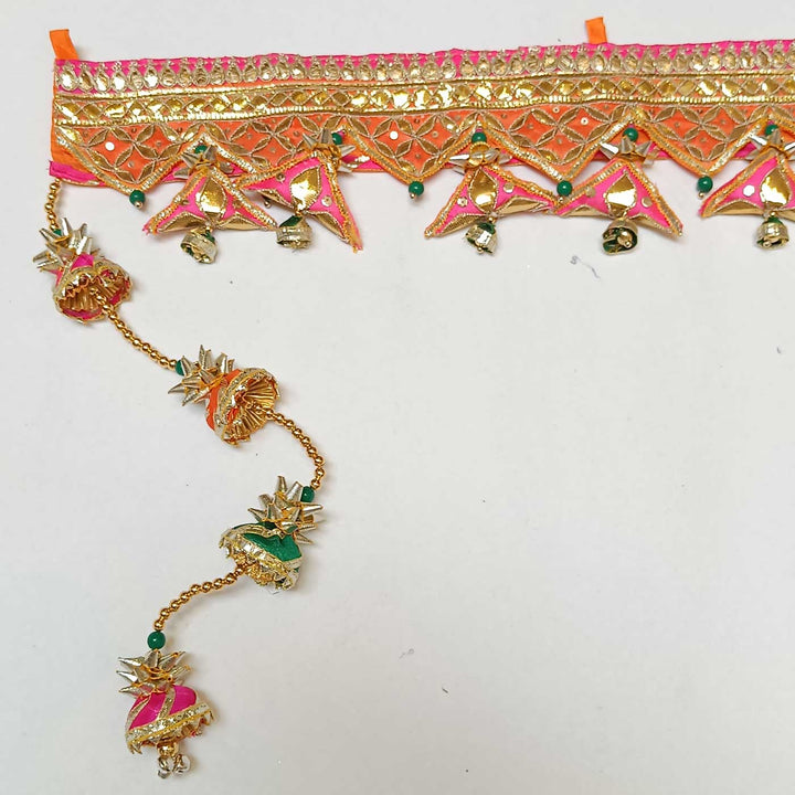 Handmade Orange & Pink Traditional Gota Patti Toran