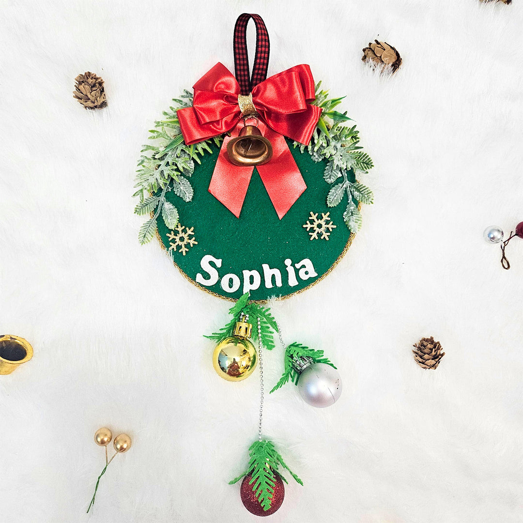 Personalized Red Bow Felt Ornament For Christmas Tree Decoration