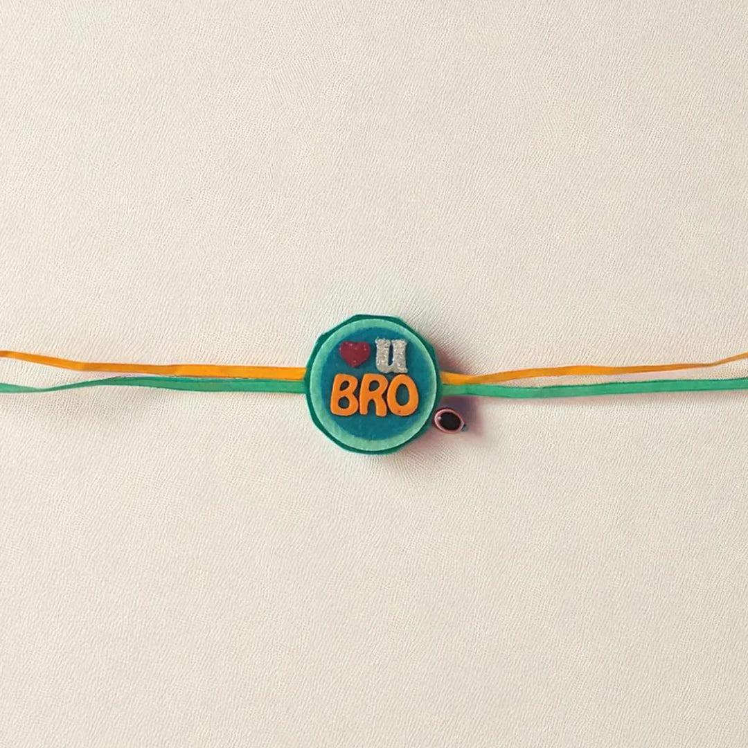 Handmade Worlds Best Brother Felt Rakhi Hamper With Roli Chawal Includes 1 Pillow 1 Rakhi - Close-up of Bracelet