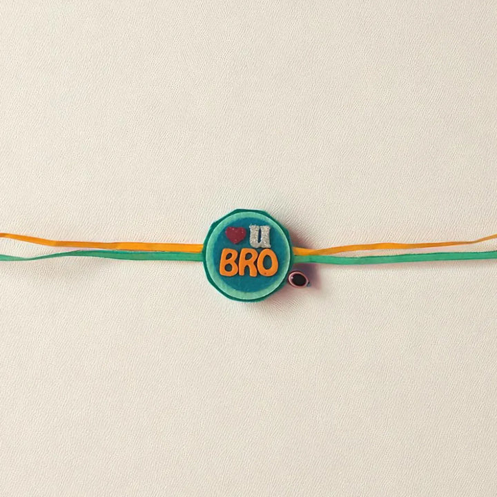 Handmade Worlds Best Brother Felt Rakhi Hamper With Roli Chawal Includes 1 Pillow 1 Rakhi - Close-up of Bracelet