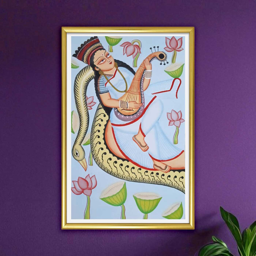 14 x 22 Inch | Melody in Bloom | Original Hand Painted Kalighat Painting | Natural Colors On Paper