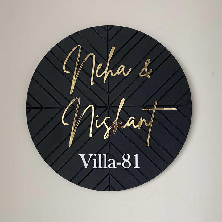 Personalized Handmade Minimal Design Round Wooden Name Plate