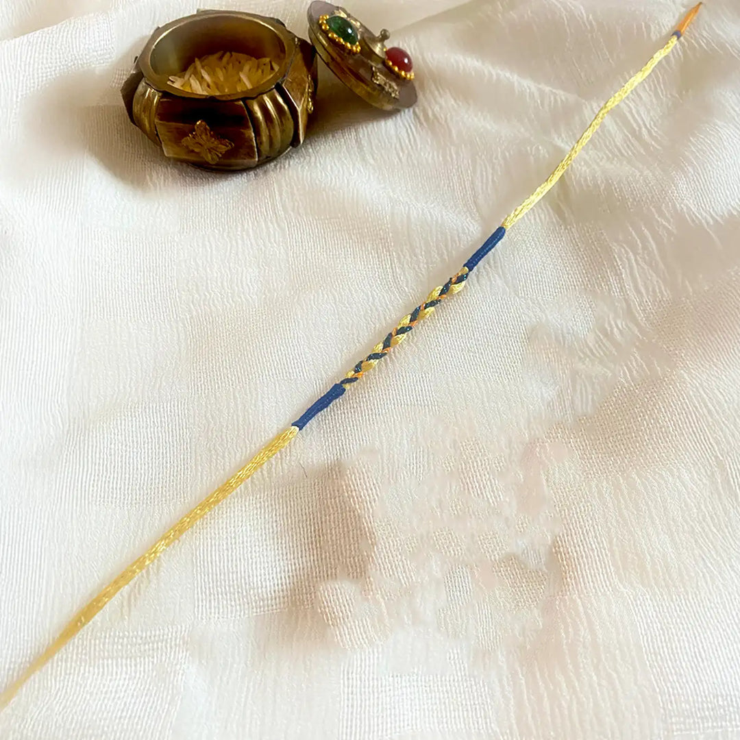 Handmade Ecofriendly Braided Multicolour Rakhi With Roli Chawal