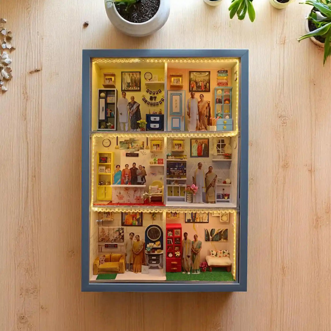 Photo Personalized Handmade Six Partition Design Couples MDF Wood Decorative Plaque With Lights