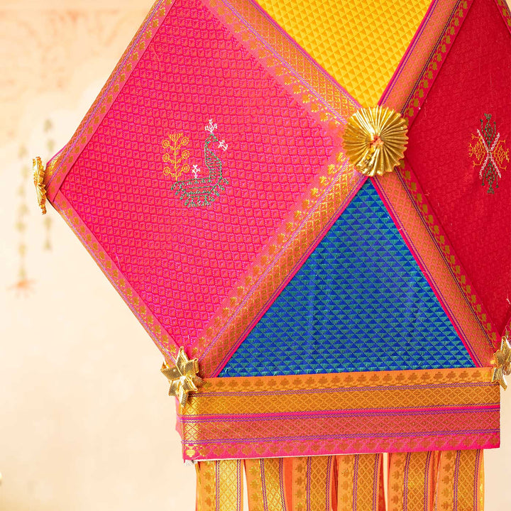 Handmade Decorative Bahurangi Premium Khun Fabric Akash Kandil/Lantern