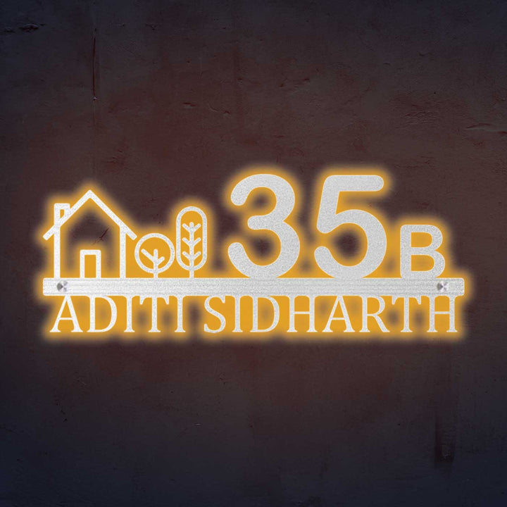 Personalized Laser Cut House Theme Steel Name Plate