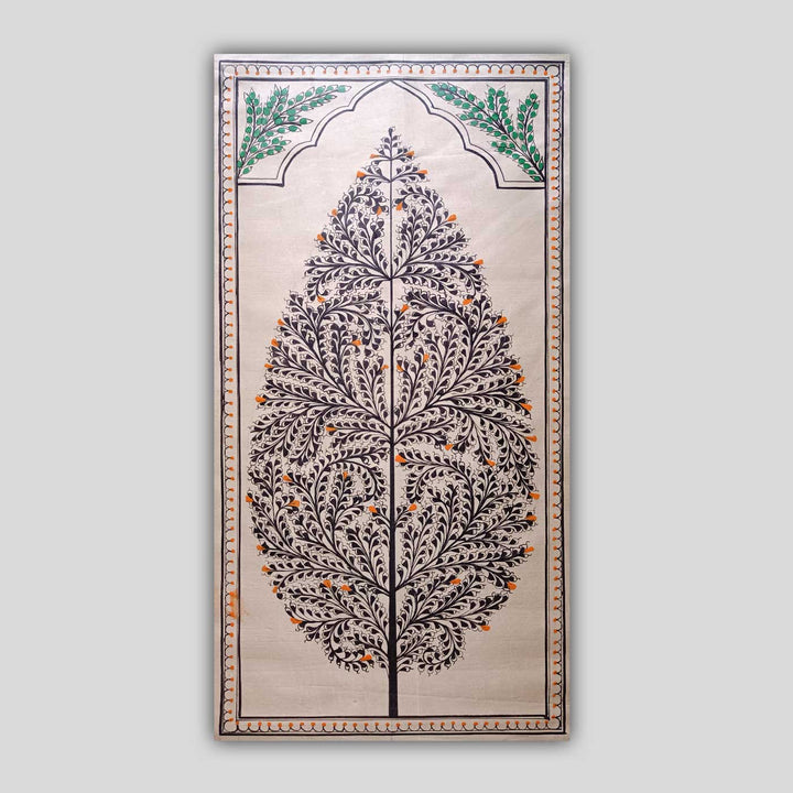 11 X 19 Inch | Handmade Tussar Silk Tree Of Life Painting
