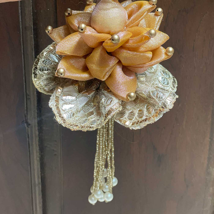 3 Pc | Handmade Padmini Lotus Gota Lace Banderwal Toran With Side Hangings