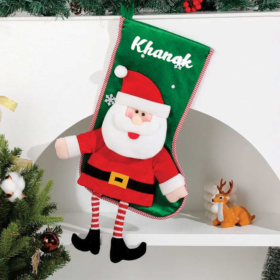 Personalized Dangling Legs Velvet Stockings For Christmas Decoration