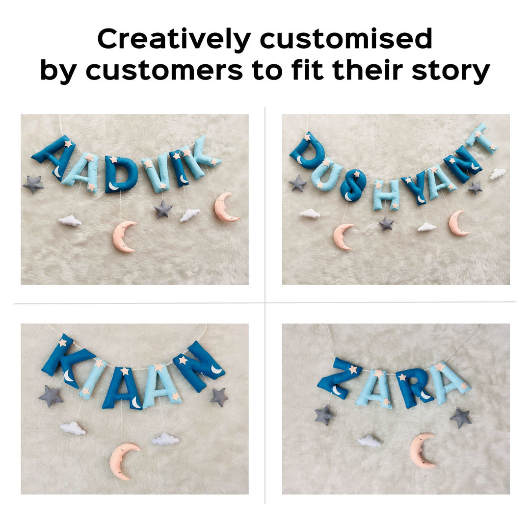 Handcrafted Personalized Cloud Theme Bunting For Kids