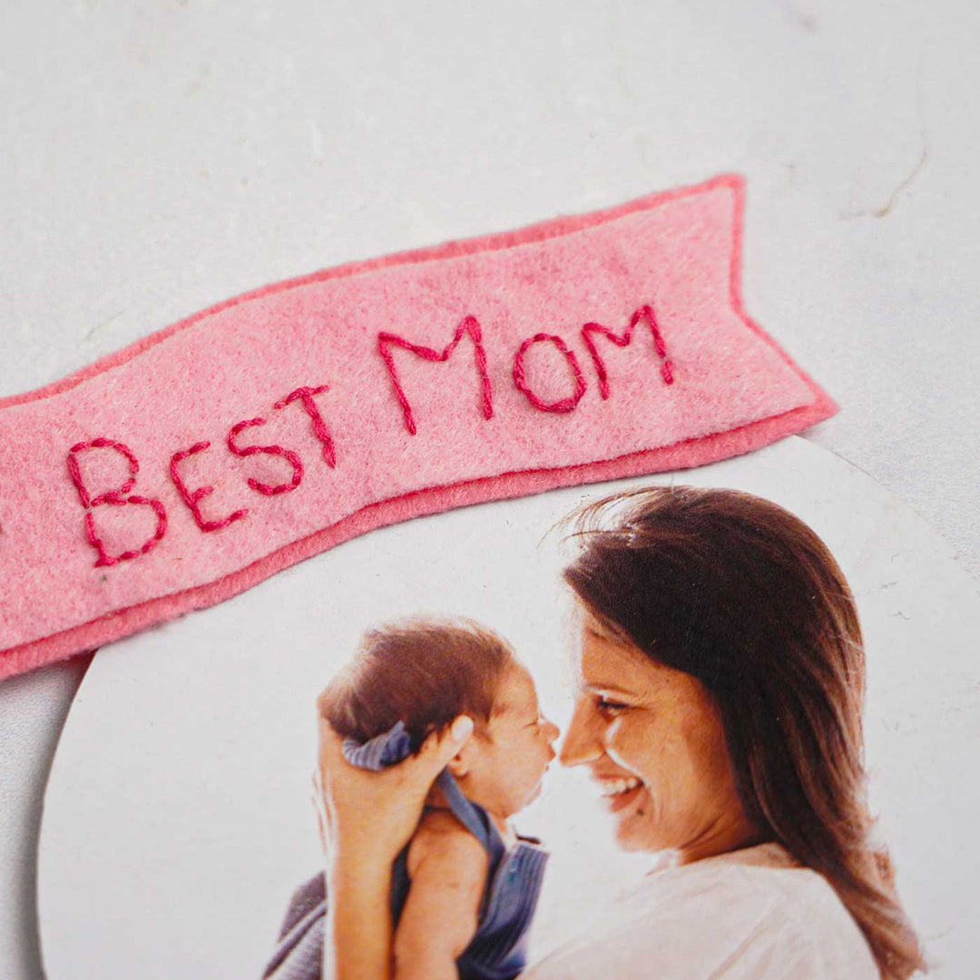 Photo Personalized Handmade Round Heart Theme Felt Fridge Magnet