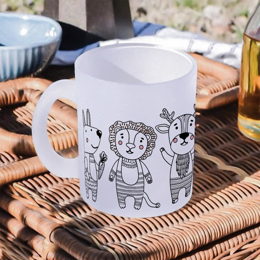 Printed Animal Theme Glass Mug | 350 ML
