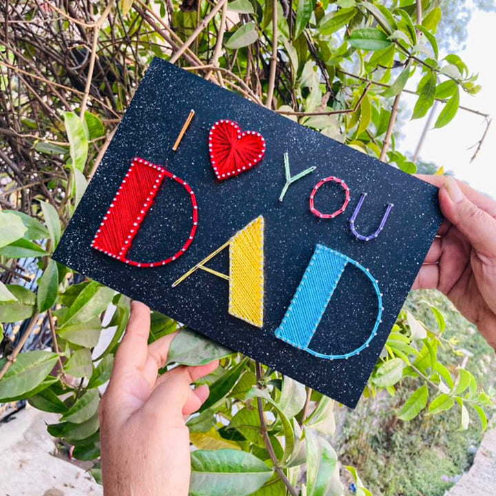 Handmade String Art I Love You Dad Wooden Decorative Plaque For Fathers