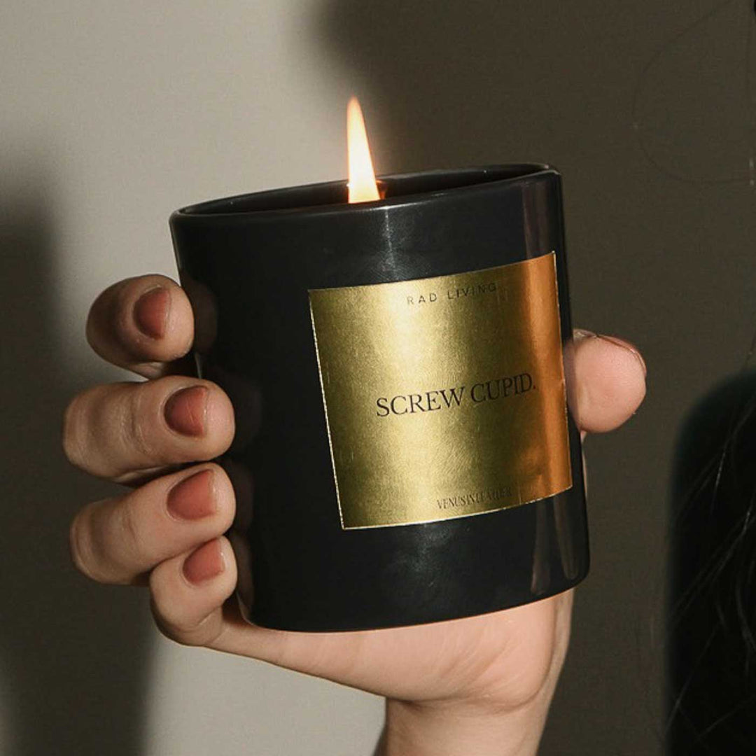 Hand Poured Screw Cupid, Venus in Leather Scented Soy Wax Candle