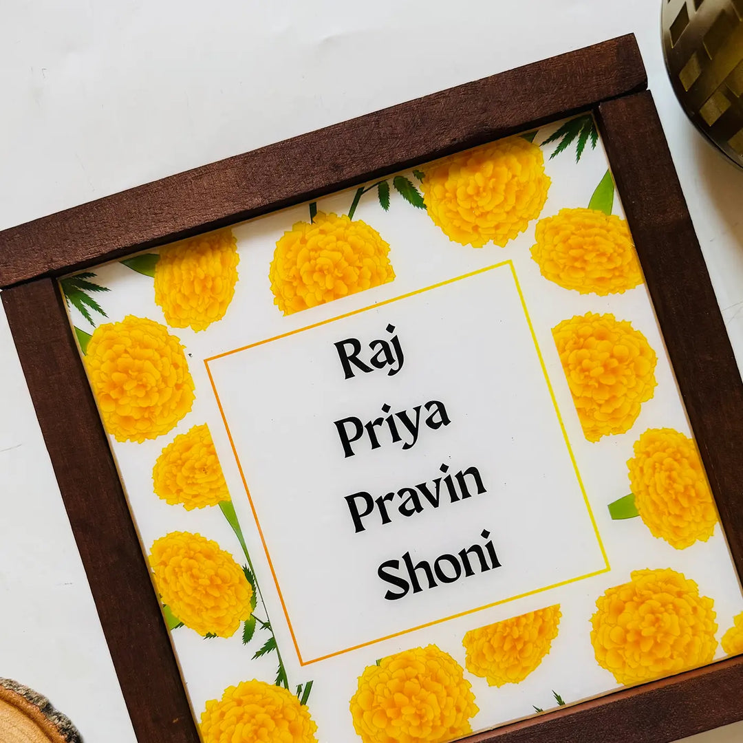Personalized Marigold Theme Resin Name Plate