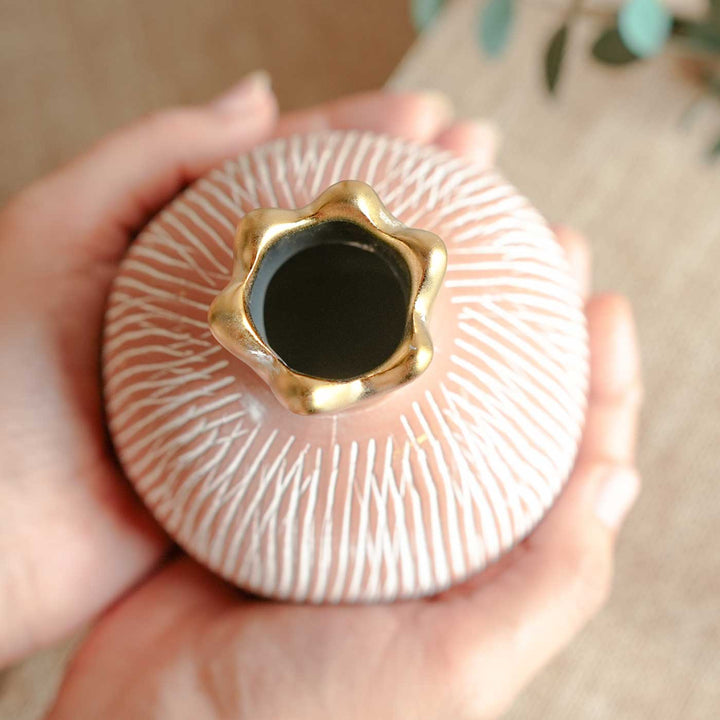 Handmade Pomogranate Jewel Pink Porcelain Vase