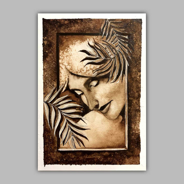 6 x 8.5 Inch | Handmade Paper Beauty In Brew Coffee Painting