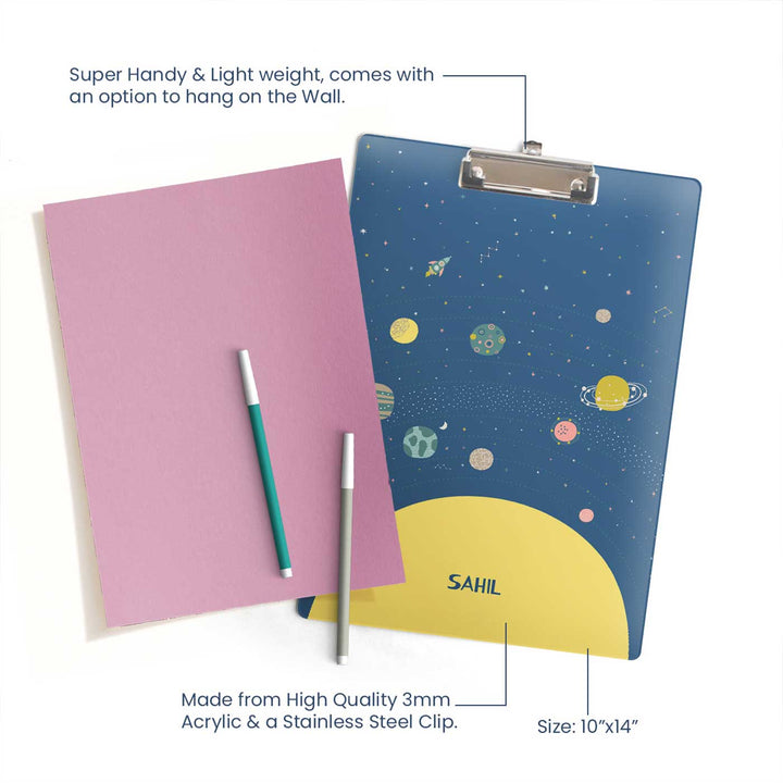Personalized Space Explorer Theme Acrylic Clipboard