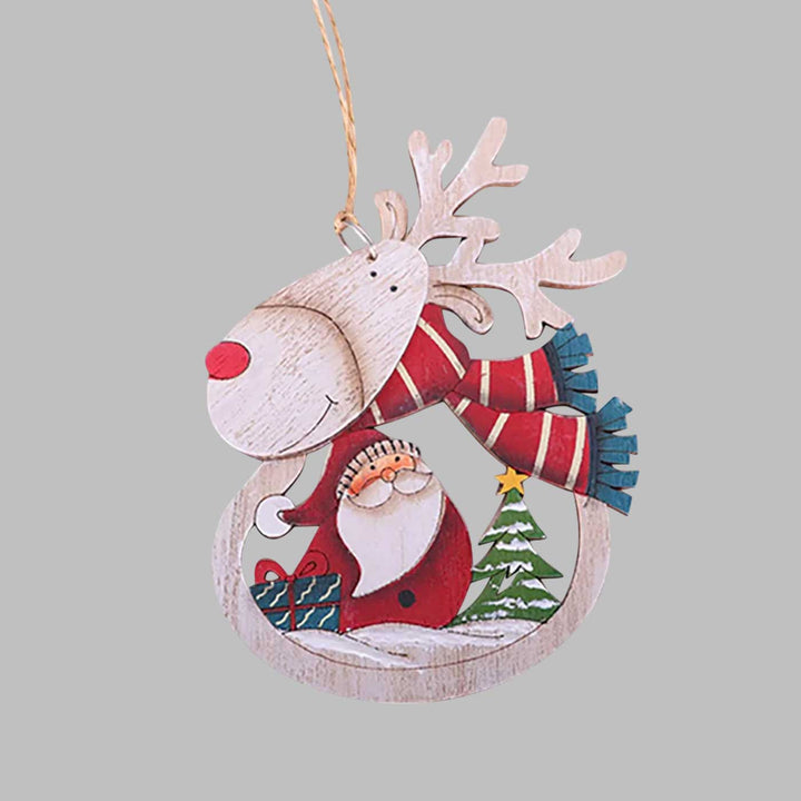 Handmade Rustic Rudolph Wooden Ornaments For Christmas Tree Decoration