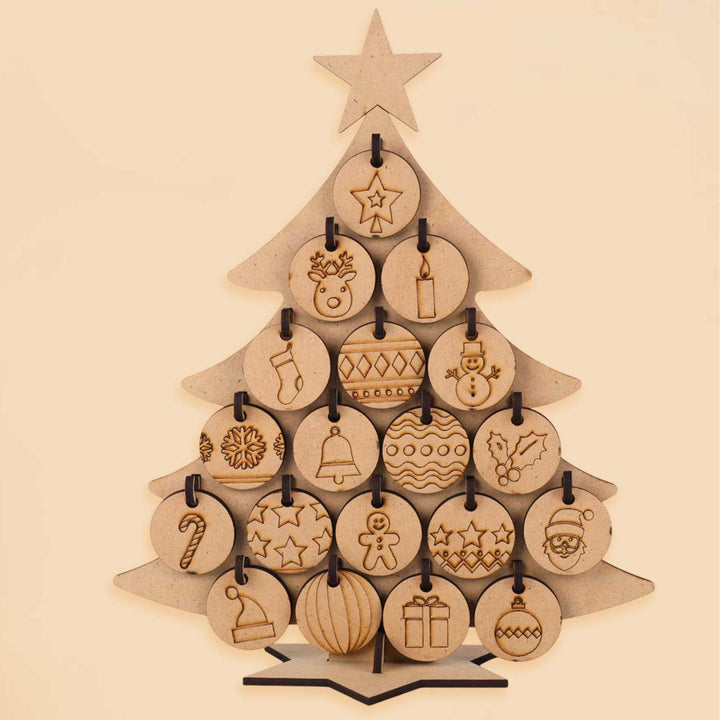 Pre Marked Make Your Own Christmas Tree MDF Wood Painting DIY Kit