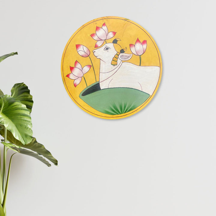 Handpainted Mango Wood Pichwai Wall Plate