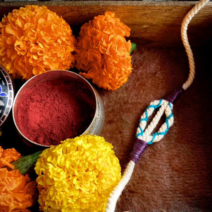 Handmade Ecofriendly Raksha Sutra Rakhi With Roli Chawal