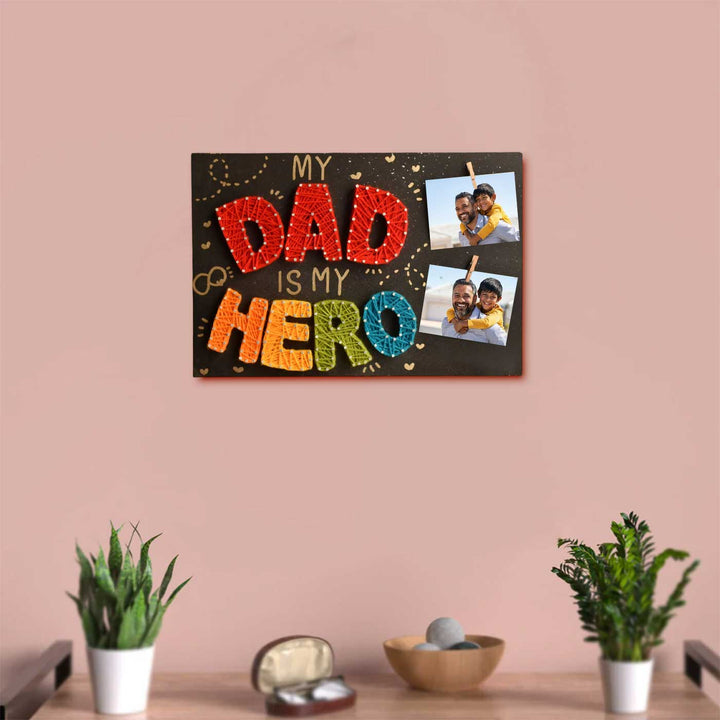 Handmade String Art "Dad Is My Hero" MDF Decorative Plaque For Fathers
