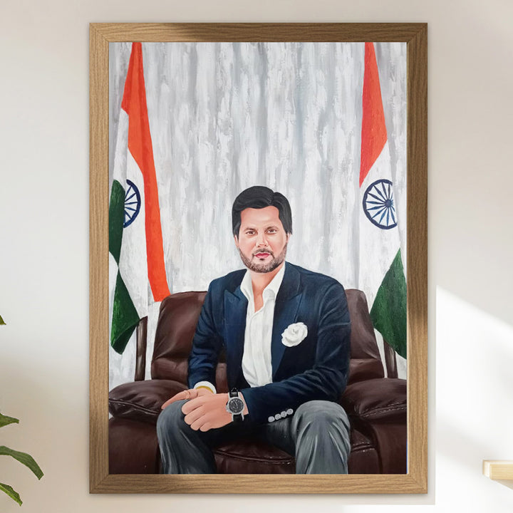 Photo Personalized Hand Painted Portrait With Premium Wooden Frame