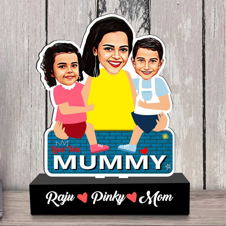 Photo Personalized Mother’S Embrace MDF Wood Caricature Cutout For Mothers