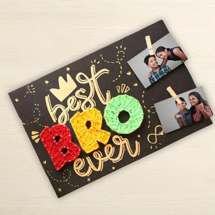 Handmade String Art "Best Bro Ever" Mdf Wood Decorative Plaque