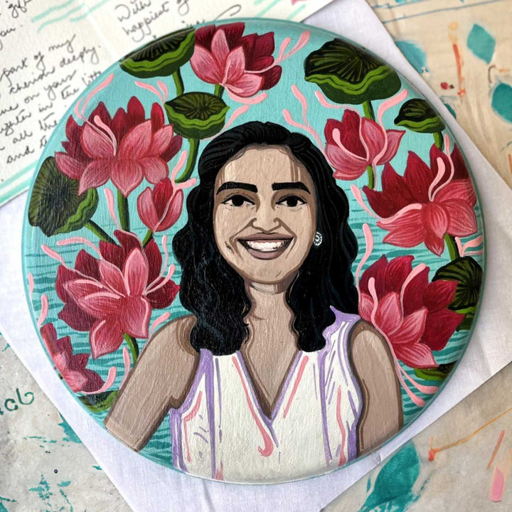 10 Inch | Photo Personalized Hand Painted Pop Art Illustrated Caricature Wall Plate With Stand