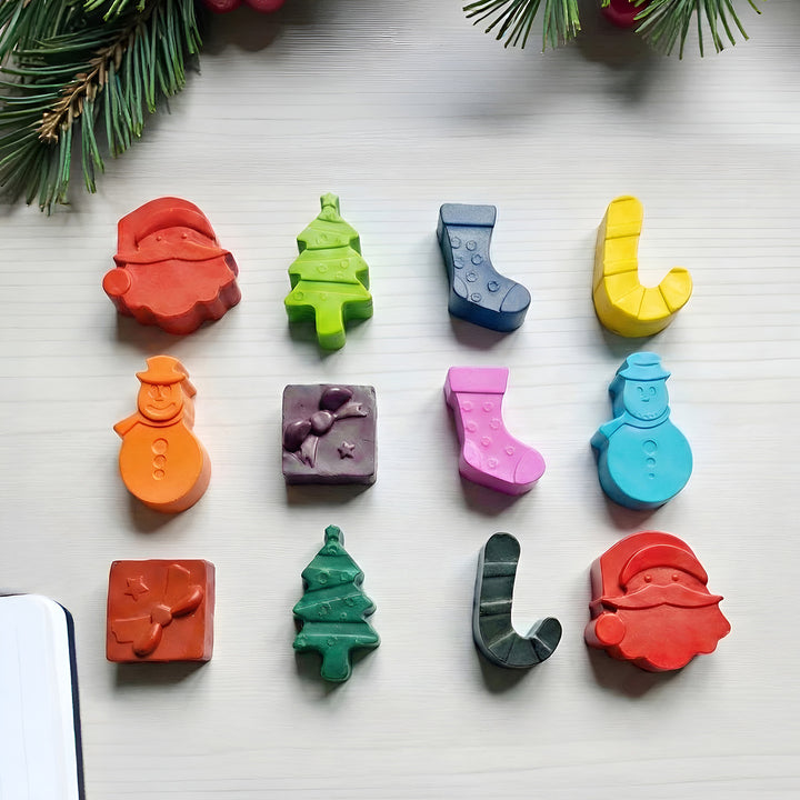 Handmade Christmas Theme Wax Crayons | Set Of 12