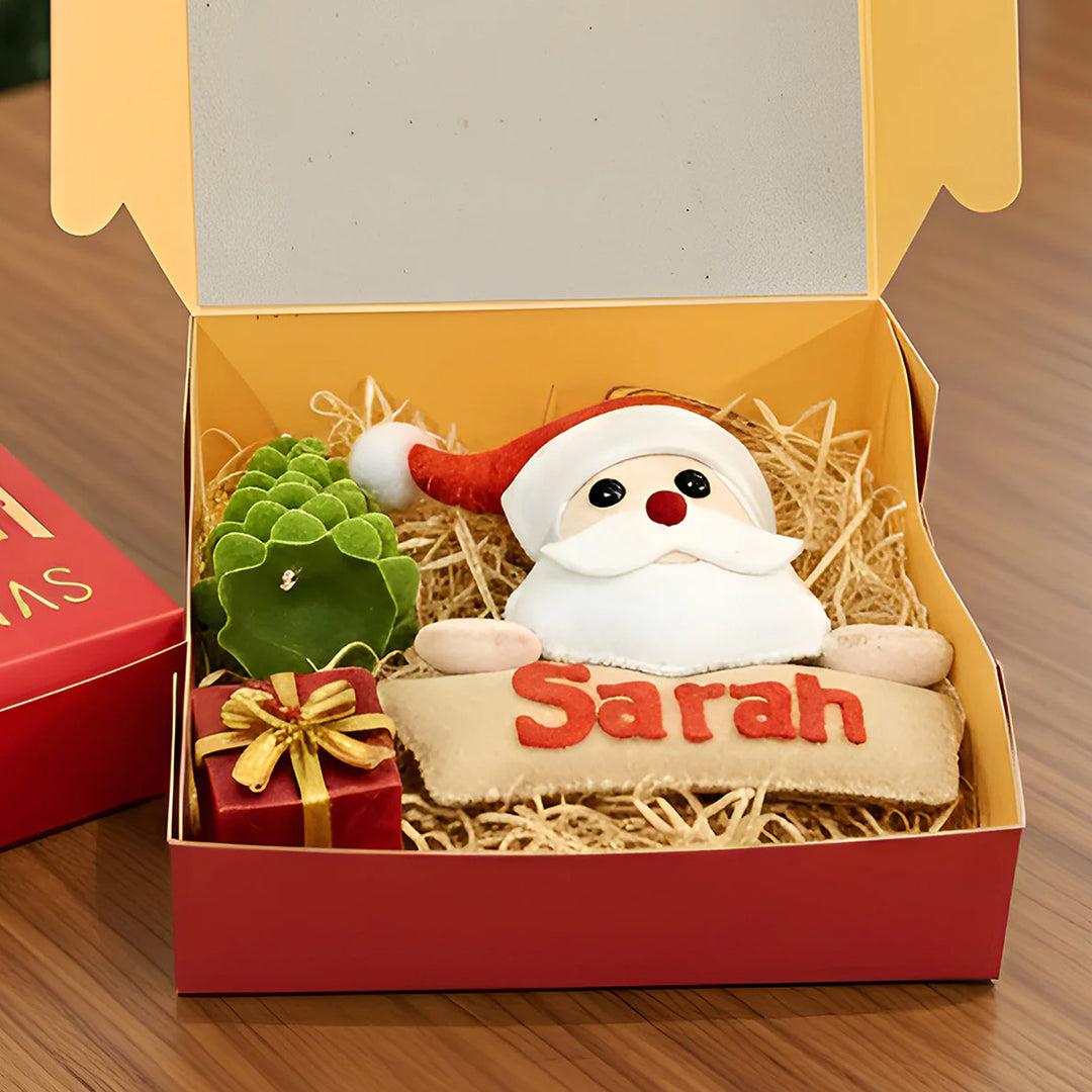 Personalized Christmas Gift Hamper | Includes 1 Ornament, 1 Gift Box Candle, 1 Xmas Tree Candle