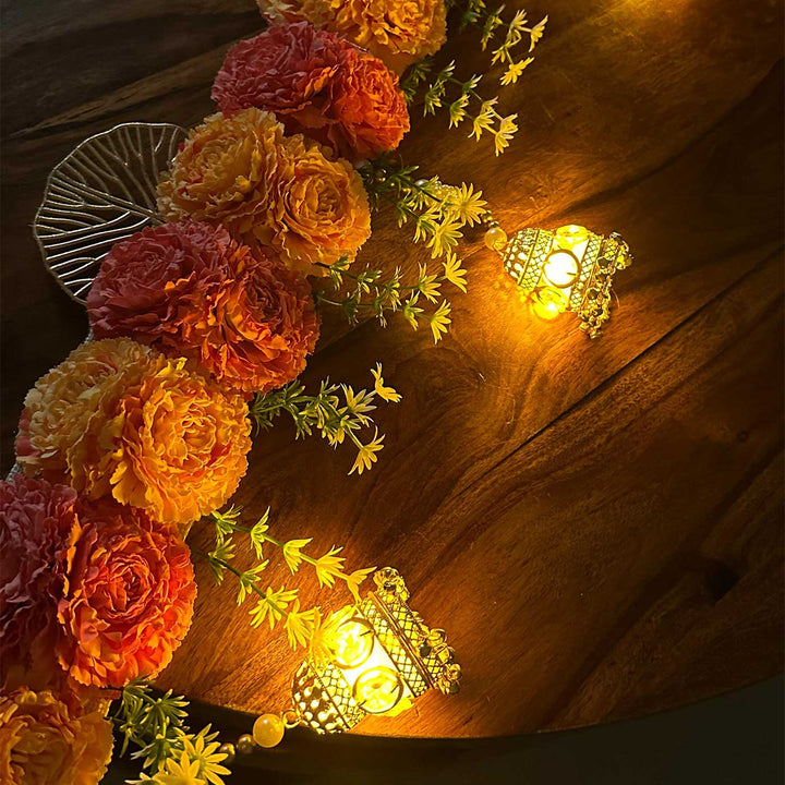Handmade Floral LED Design Jute Toran