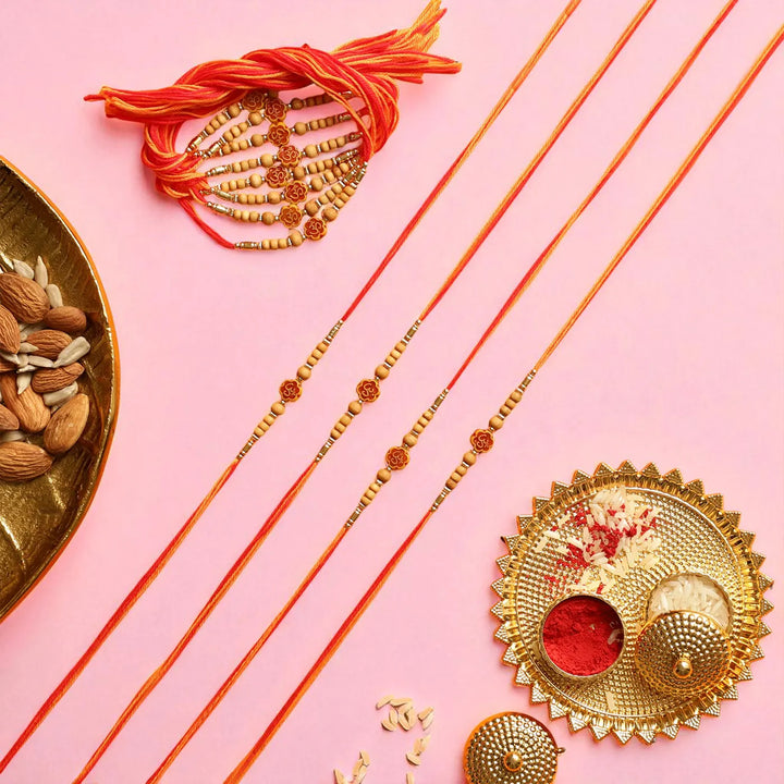 Handmade Om Dori Rakhi With Roli Chawal | Set Of 12