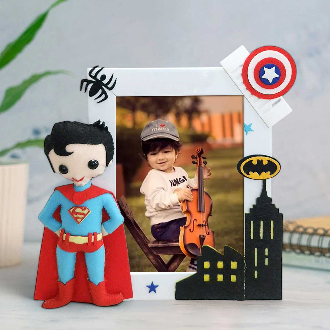 Personalized Superman Superhero Theme Felt Photo Frame