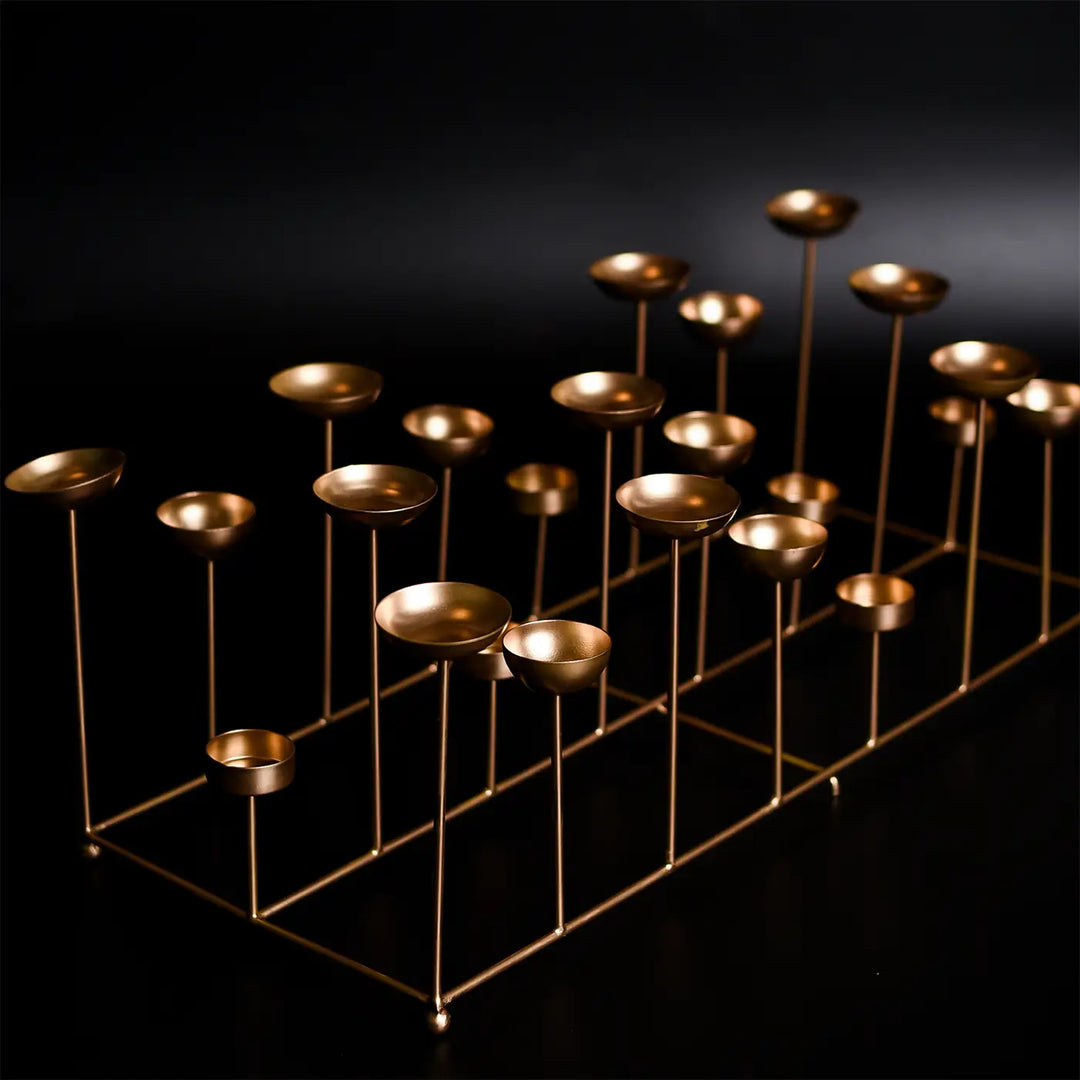 20 Inch | Decorative 3 Row Metal Tealight Holder