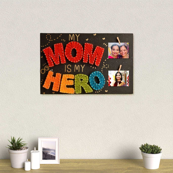 Handmade String Art "My Mom Is My Hero" MDF Decorative Plaque For Mothers