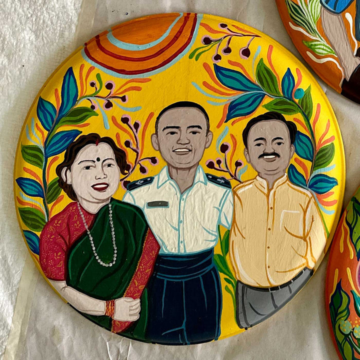 10 Inch | Photo Personalized Hand Painted Pop Art Illustrated Caricature Wall Plate With Stand