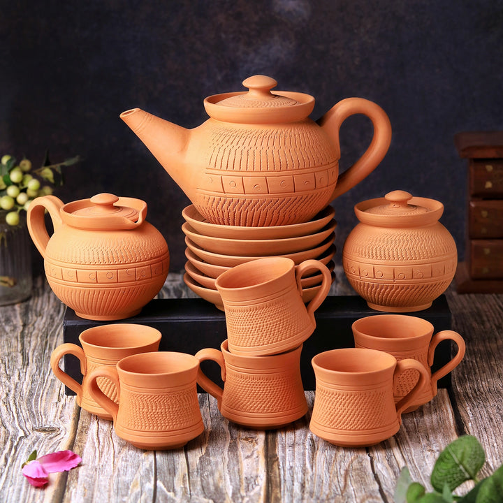 Handmade Maharaja Terracotta Tea Set | Set Of 15