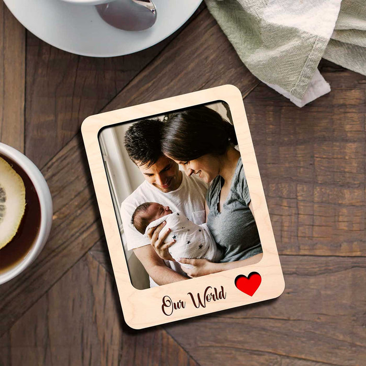 Photo Personalized Printed Couples Theme Wooden Fridge Magnet | Set Of 3