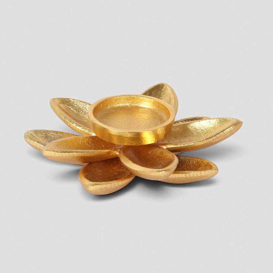 Handmade Double Floral Aluminium Tealight Holder For Festive Decor