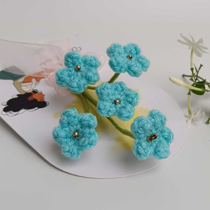 Handmade Crochet 3D Blue Floral Greeting Card