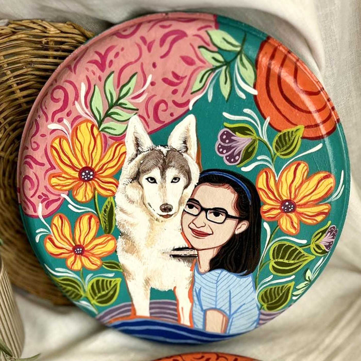 10 Inch | Photo Personalized Hand Painted Pop Art Illustrated Caricature Wall Plate With Stand