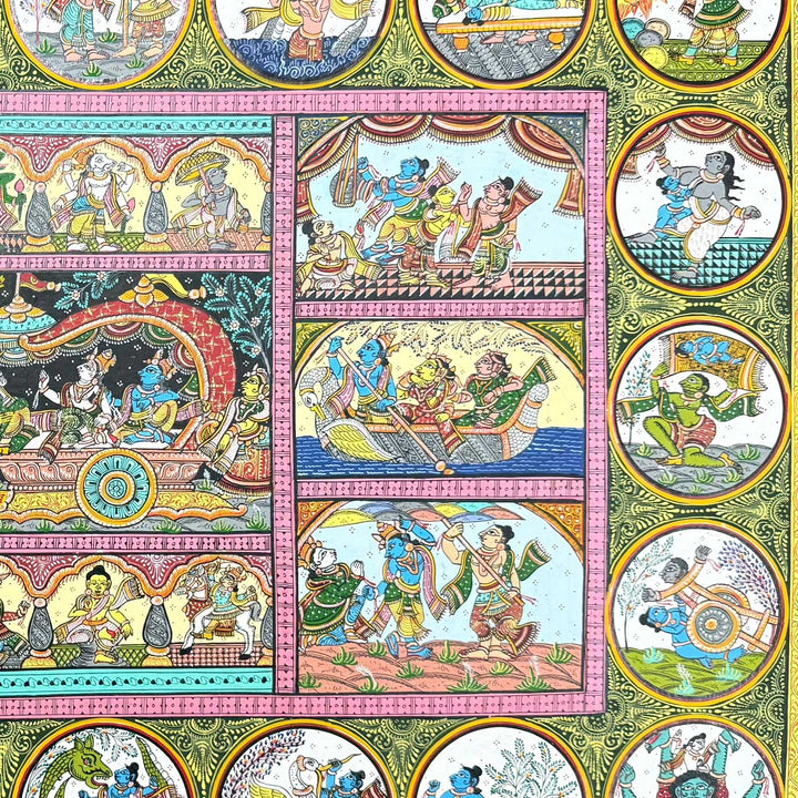 36 X 24 Inch | Handmade Canvas Mathura Vijay With Dashavatar Painting