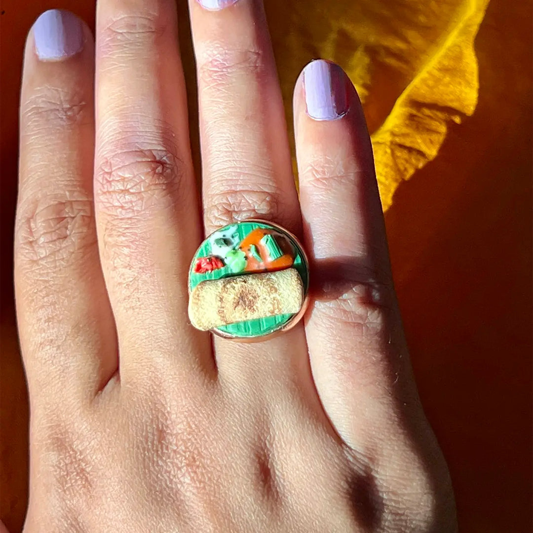 Handmade Polymer Clay Miniature Dosa Ring
