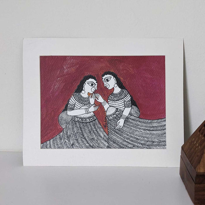 7 x 9  Inch | Soulful Ties | Original Hanpainted Madhubani  Painting | Natural Colors On Paper