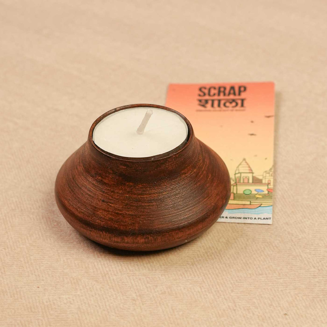 Handmade Panchdeep Wooden Hamper | Includes Candles, Seed Card And Outer Box
" | Set Of 5
