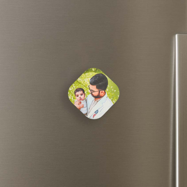 Photo Personalized Hand-Painted Dad Theme MDF Wood Fridge Magnet
