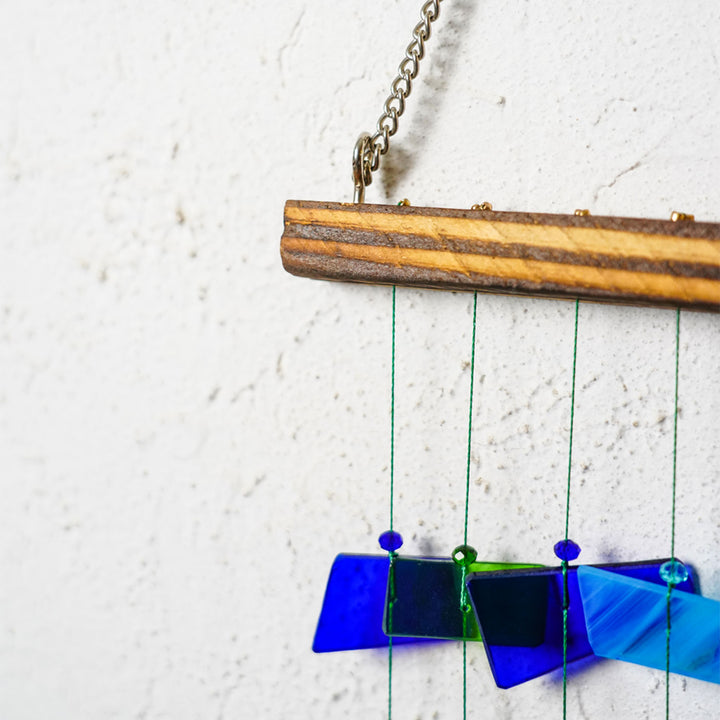 Zen Blue Stained Glass Windchime